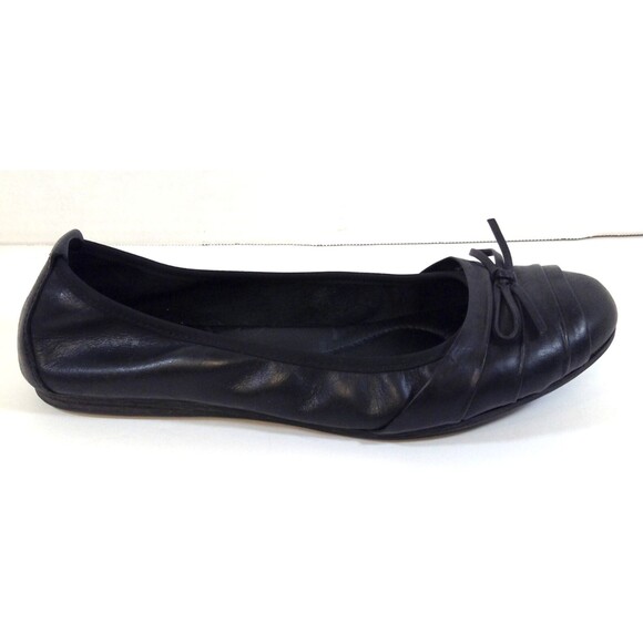 Born Flats Wn 9M Black Leather Ballet Casual Slip On Shoes Flats Bow Comfy - Picture 9 of 13
